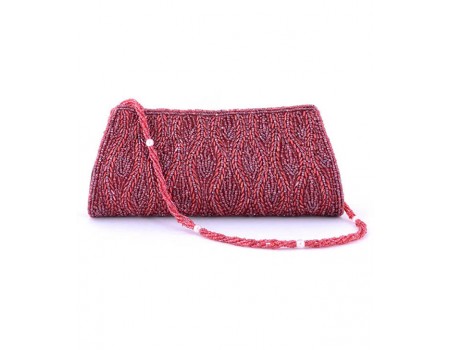  Maroon Beads Clutch Bag